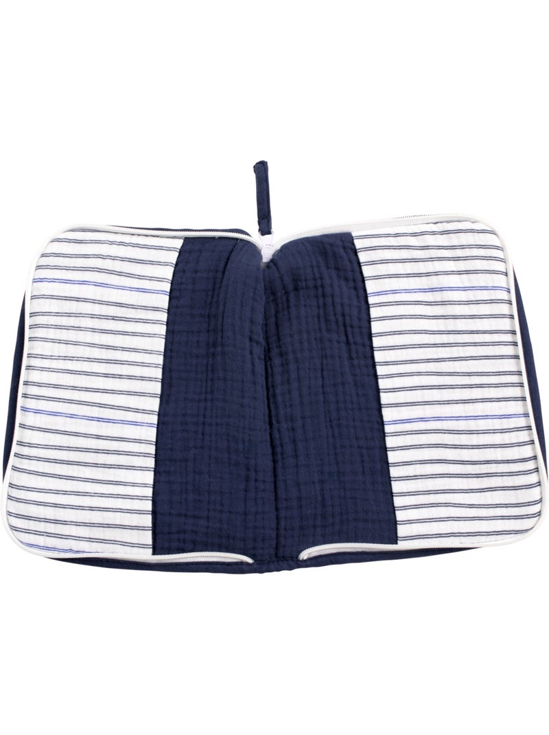 Funda doble de algodón marinière para libros de - SAUTHON Blanco Azul - Kiabi