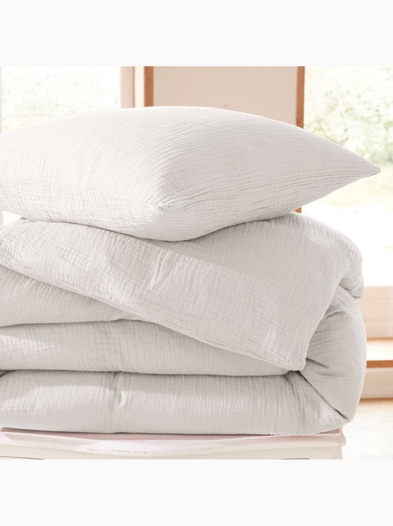 Funda nórdica + 1 funda de almohada – gasa de algodón – avy Blanco - Kiabi