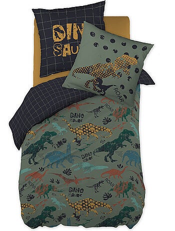 Funda nórdica + 2 fundas de almohada 100% algodón 57 hilos - dinosaurios trias