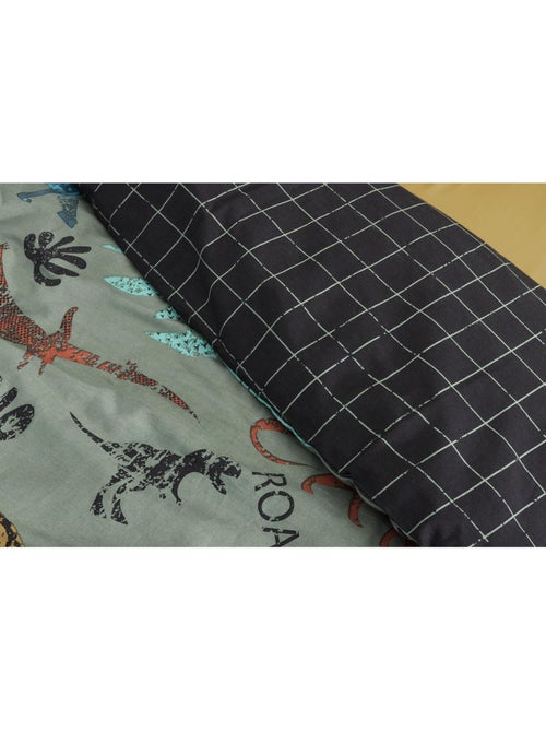 Funda nórdica + 2 fundas de almohada 100% algodón 57 hilos - dinosaurios trias - Kiabi Funda nórdica + 2 fundas de almohada 100% algodón 57 hilos - dinosaurios trias - Kiabi