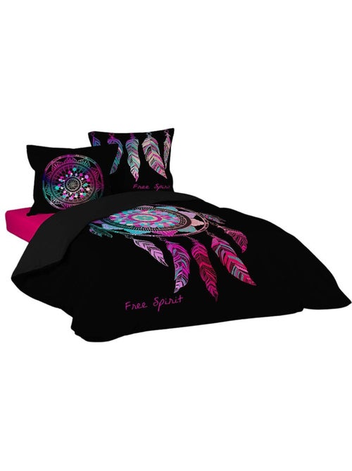 Funda nórdica + 2 fundas de almohada – algodón 42 hilos – estampado ubicado porte bonheur - Kiabi Funda nórdica + 2 fundas de almohada – algodón 42 hilos – estampado ubicado porte bonheur - Kiabi