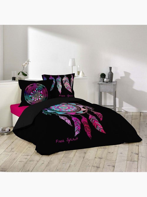 Funda nórdica + 2 fundas de almohada – algodón 42 hilos – estampado ubicado porte bonheur - Kiabi Funda nórdica + 2 fundas de almohada – algodón 42 hilos – estampado ubicado porte bonheur - Kiabi