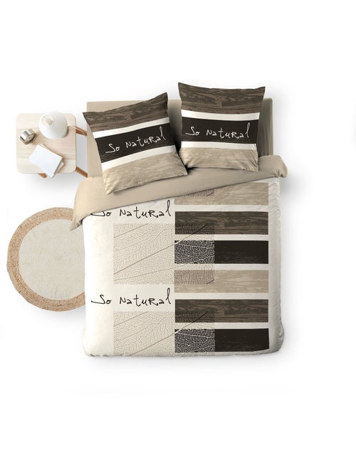 Funda nórdica + 2 fundas de almohada – algodón 42 hilos – motivo so natural - Kiabi Funda nórdica + 2 fundas de almohada – algodón 42 hilos – motivo so natural - Kiabi