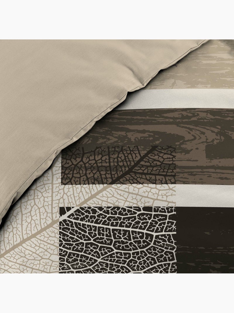 Funda nórdica + 2 fundas de almohada – algodón 42 hilos – motivo so natural Marrón - Kiabi