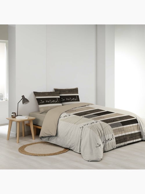 Funda nórdica + 2 fundas de almohada – algodón 42 hilos – motivo so natural - Kiabi Funda nórdica + 2 fundas de almohada – algodón 42 hilos – motivo so natural - Kiabi