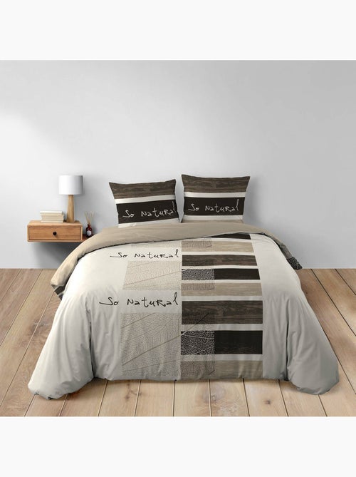 Funda nórdica + 2 fundas de almohada – algodón 42 hilos – motivo so natural - Kiabi Funda nórdica + 2 fundas de almohada – algodón 42 hilos – motivo so natural - Kiabi