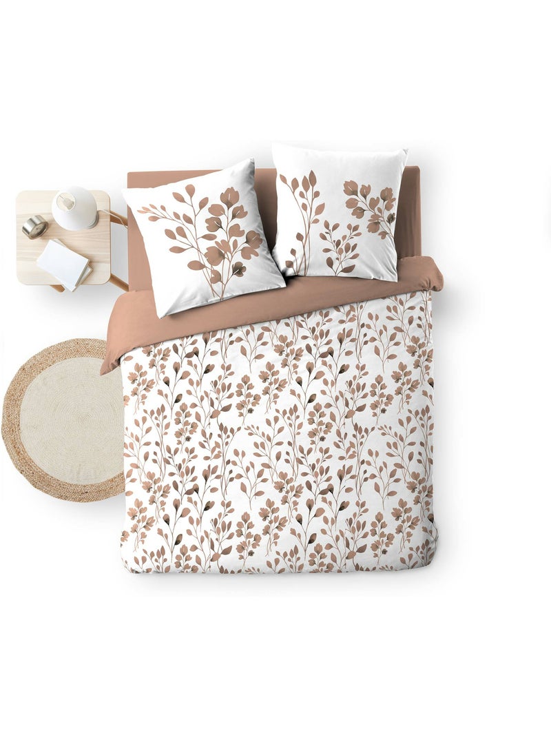 Funda nórdica + 2 fundas de almohada – algodón 57 hilos – estampado vegetal Moca - Kiabi