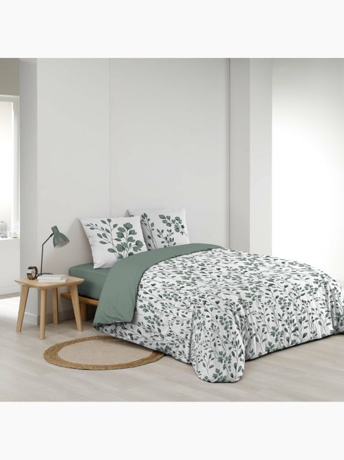 Funda nórdica + 2 fundas de almohada – algodón 57 hilos – estampado vegetal - Kiabi Funda nórdica + 2 fundas de almohada – algodón 57 hilos – estampado vegetal - Kiabi