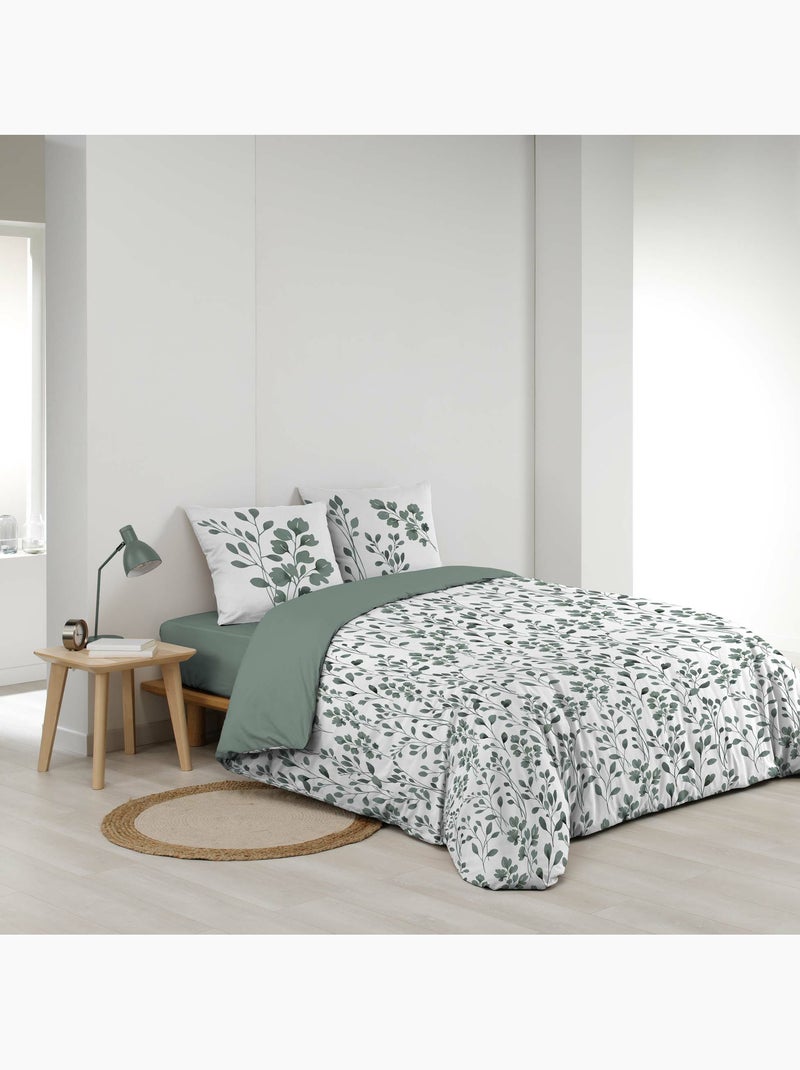 Funda nórdica + 2 fundas de almohada – algodón 57 hilos – estampado vegetal Verde salvia - Kiabi