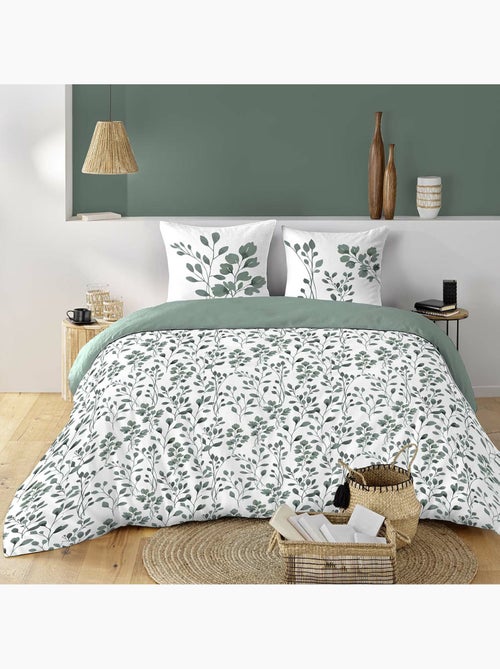 Funda nórdica + 2 fundas de almohada – algodón 57 hilos – estampado vegetal - Kiabi Funda nórdica + 2 fundas de almohada – algodón 57 hilos – estampado vegetal - Kiabi