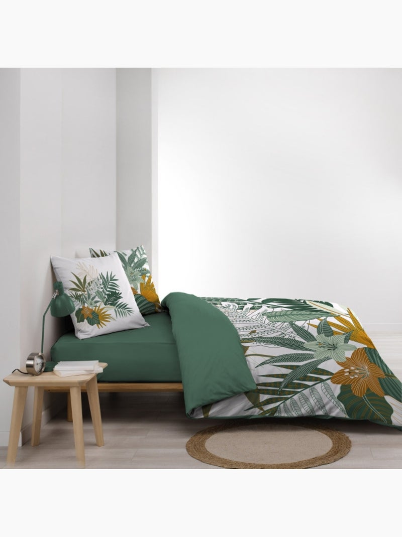 Funda nórdica + 2 fundas de almohada florida Verde - Kiabi