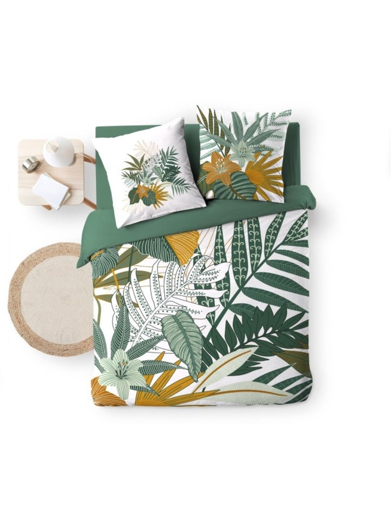Funda nórdica + 2 fundas de almohada florida Verde - Kiabi