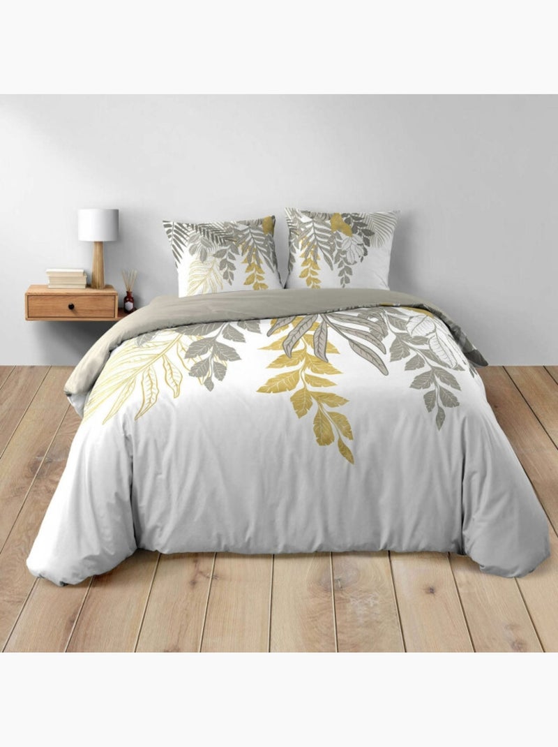 Funda nórdica 240 x 220 cm algodón 42 hilos + 2 fundas de almohada orlana Blanco - Kiabi
