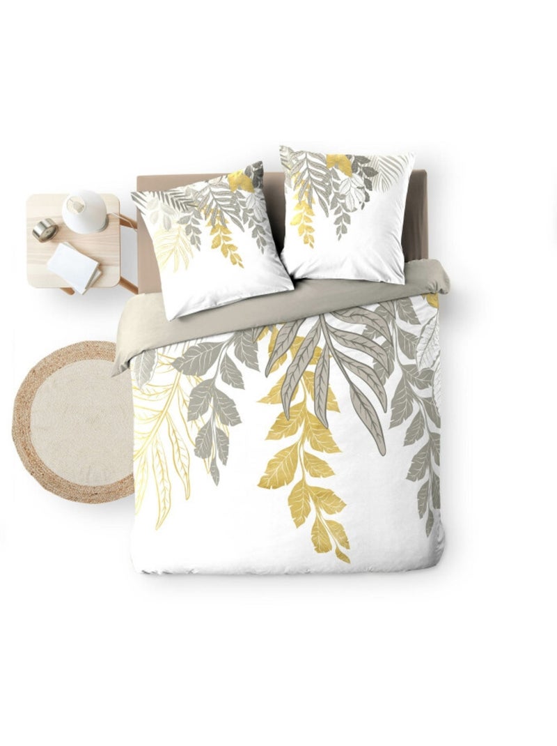 Funda nórdica 240 x 220 cm algodón 42 hilos + 2 fundas de almohada orlana Blanco - Kiabi