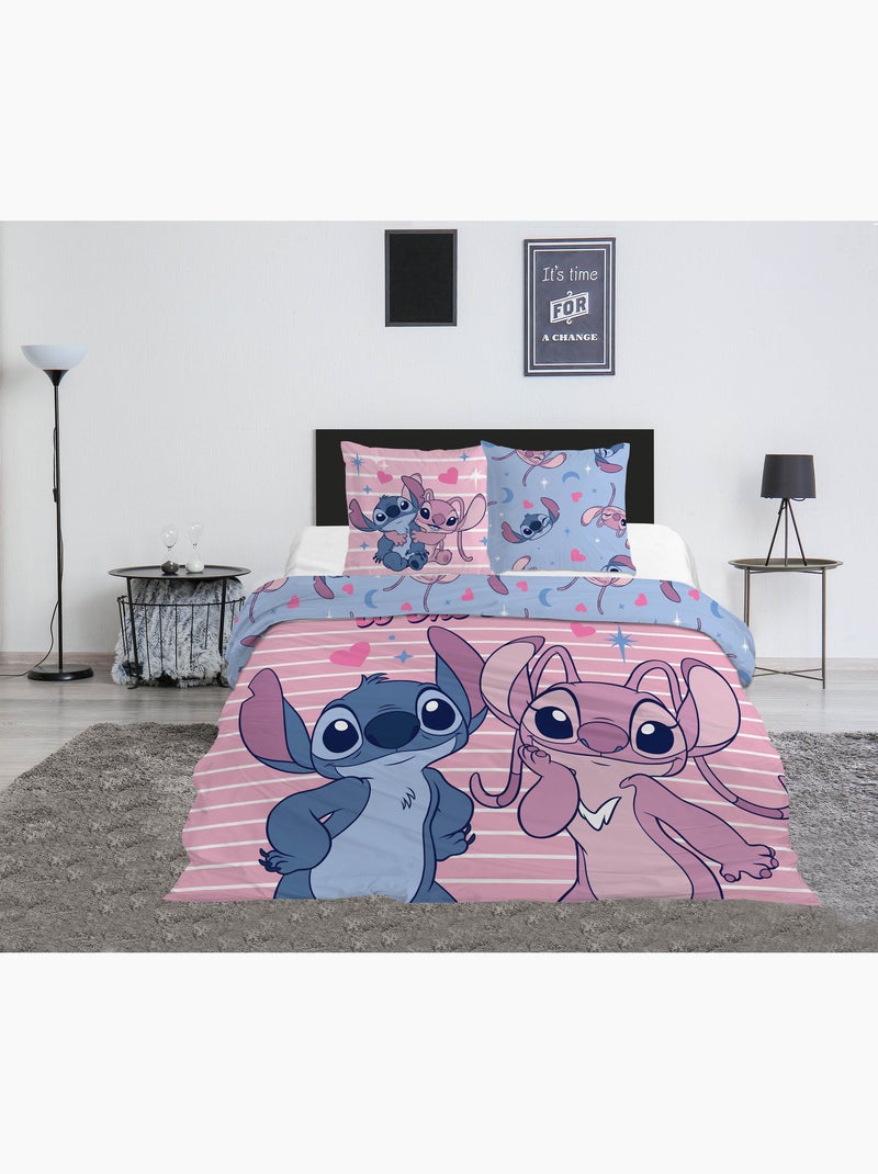 Funda Nórdica 240x220 cm + 2 Fundas de Almohada 65x65 cm Azul Rosa - Kiabi