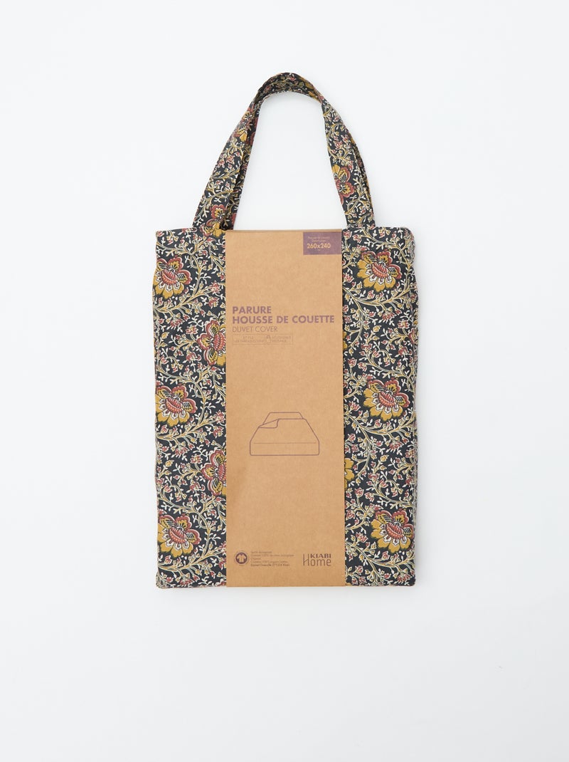Funda nórdica (260 x 240cm) flores Gris oscuro - Kiabi