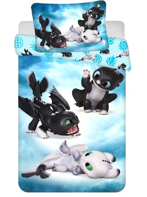 Funda nórdica algodón cómo entrenar a tu dragón 130x135 cm + funda infantil - Kiabi