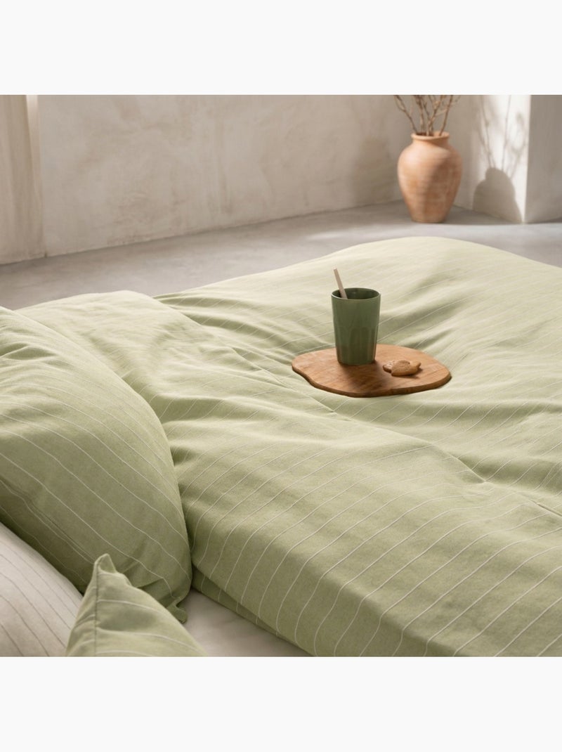 Funda nórdica algodón hilo relieve, tejido texturizado. No incluye fundas de almohada. Verde - Kiabi