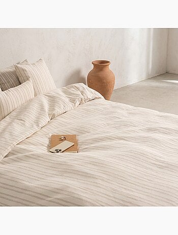 Funda nórdica algodón rayas relieve, tejido texturizado. No incluye fundas de almohada.
