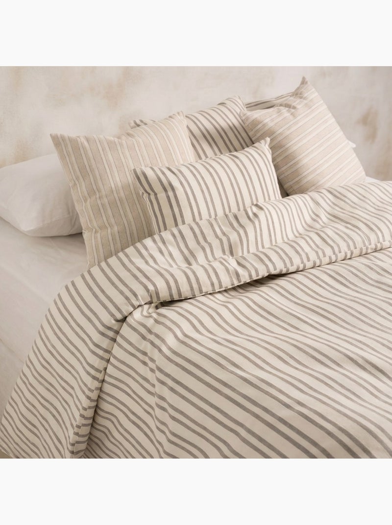 Funda nórdica algodón rayas relieve, tejido texturizado. No incluye fundas de almohada. Taupe - Kiabi
