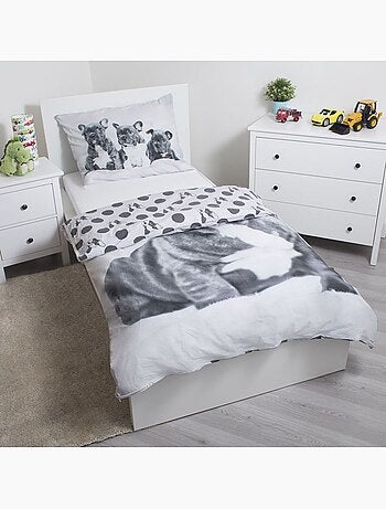 Funda nórdica bulldog francés 140x200 cm + funda de almohada - algodón