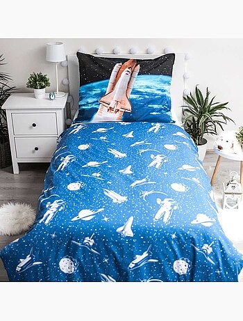 Funda nórdica cohete 140x200 cm + funda de almohada - estampado fosforescente