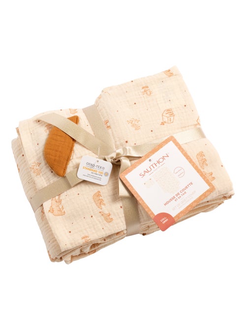 Funda nórdica de algodón beige 100x135cm y funda de - SAUTHON - Kiabi