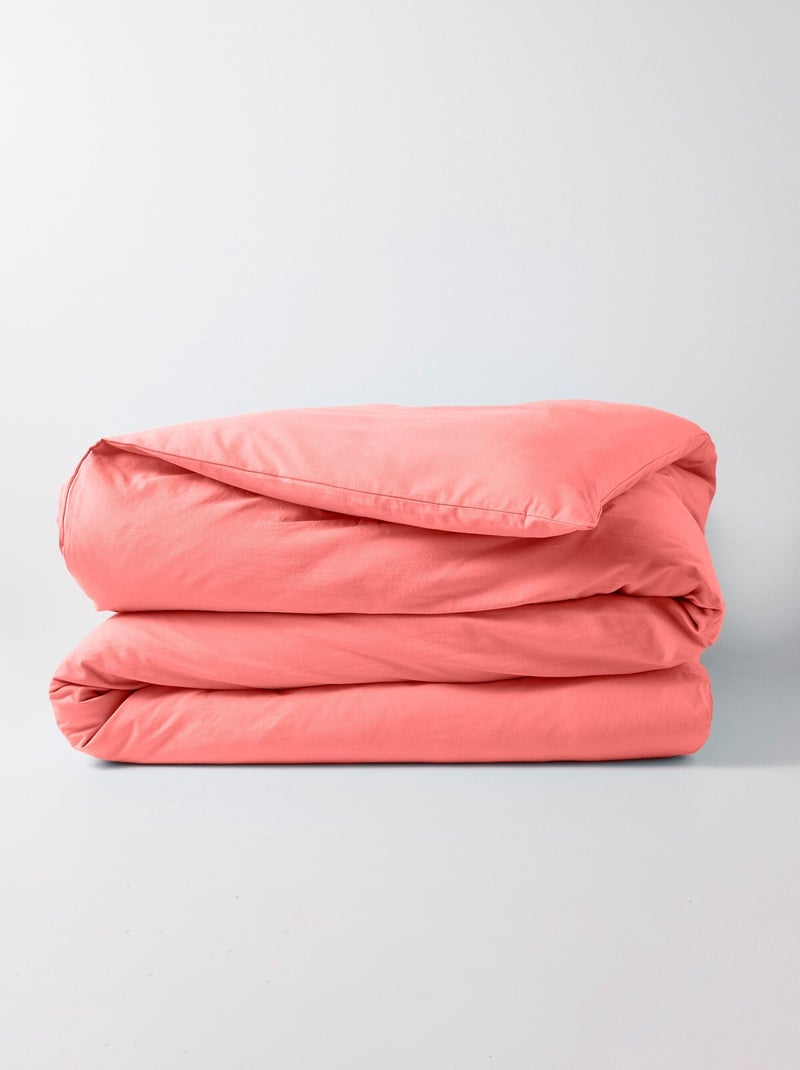 Funda nórdica de algodón liso - Afibel Naranja coral - Kiabi