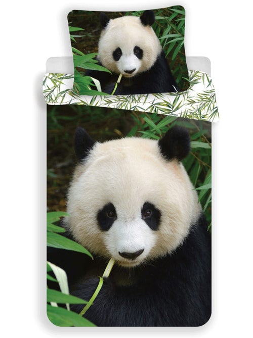 Funda nórdica de algodón panda 140 cm x 200 cm + funda de almohada - Kiabi Funda nórdica de algodón panda 140 cm x 200 cm + funda de almohada - Kiabi