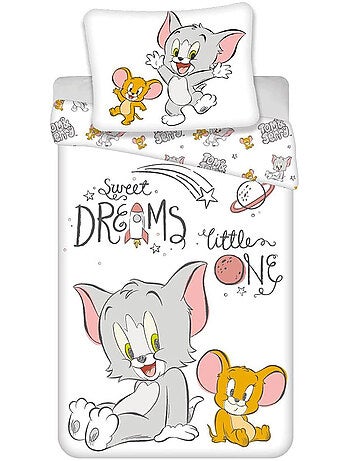 Funda nórdica de algodón tom & jerry 100x135 cm + funda de almohada - ideal cama evolutiva