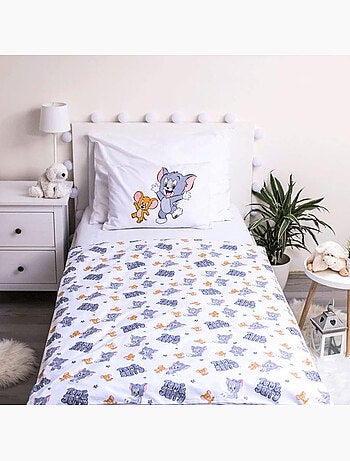 Funda nórdica de algodón tom & jerry 100x135 cm + funda de almohada - ideal cama evolutiva