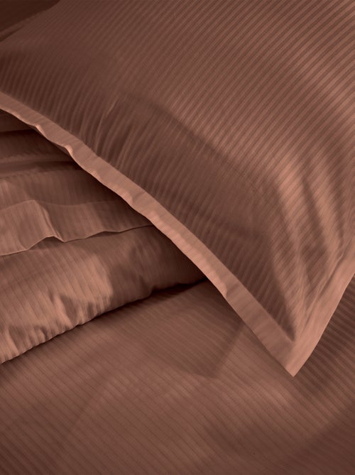 Funda nórdica de satén de algodón a rayas tono sobre tono - Kiabi