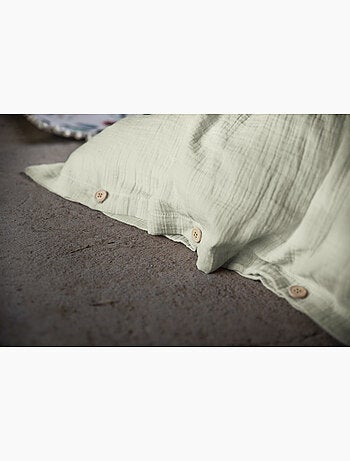 Funda nórdica – doble gasa de algodón - acabado botones de madera - gaïa