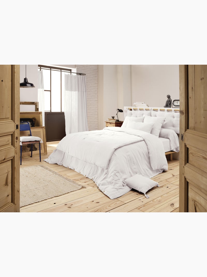 Funda nórdica doble gasa de algodón + 2 fundas de almohada 60x60 cm Blanco - Kiabi
