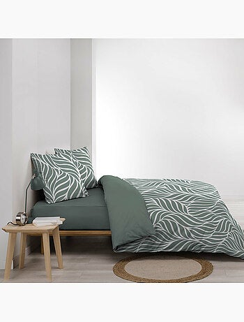 Funda nórdica estampada 57 hilos follaje moderno – 2 fundas de almohada incluidas