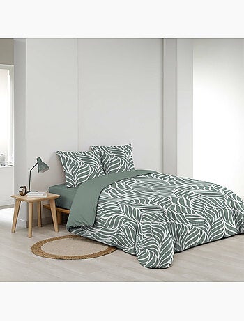 Funda nórdica estampada 57 hilos follaje moderno – 2 fundas de almohada incluidas