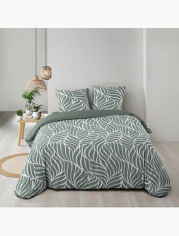 Funda nórdica estampada 57 hilos follaje moderno – 2 fundas de almohada incluidas