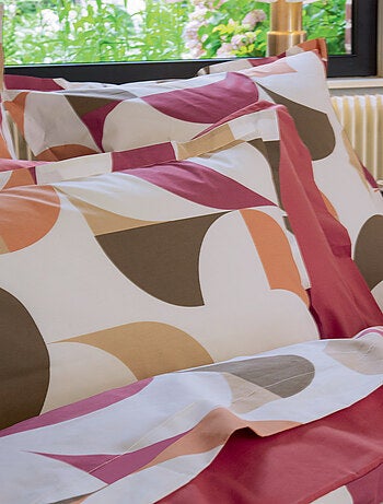 Funda nórdica geométrica de percal de algodón