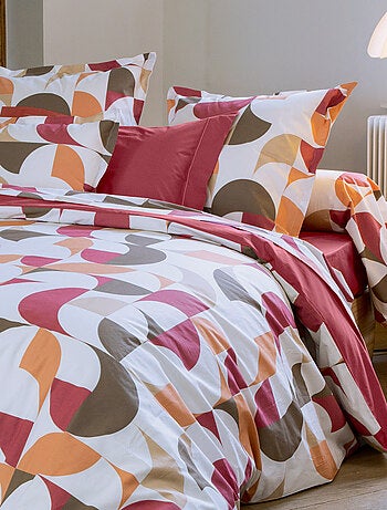 Funda nórdica geométrica de percal de algodón