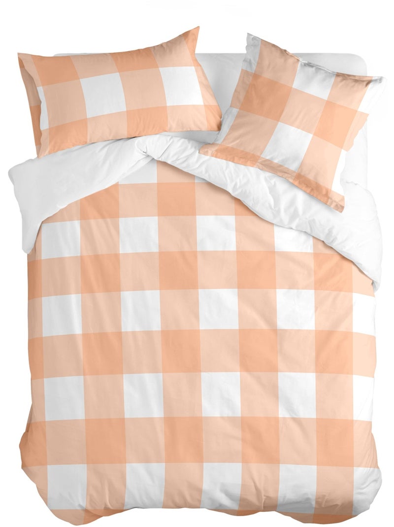 Funda nórdica Gingham "Happyfriday" Melocotón - Kiabi