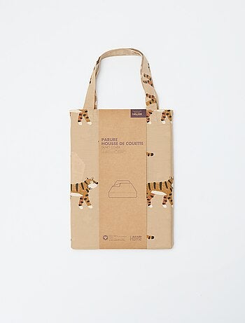 Funda nórdica individual 140 x 200 cm con estampado de tigre