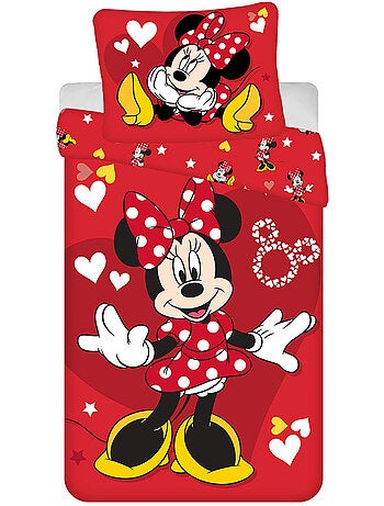 Funda nórdica infantil minnie love 140x200 cm con funda de almohada - juego de cama de algodón