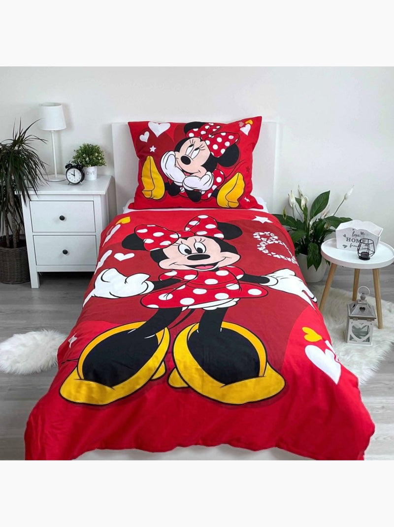 Funda nórdica infantil minnie love 140x200 cm con funda de almohada - juego de cama de algodón Negro/Rojo/Amarillo - Kiabi