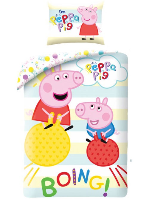 Funda nórdica infantil peppa pig boing! 140x200 cm + funda de almohada - juego de cama de algodón - Kiabi Funda nórdica infantil peppa pig boing! 140x200 cm + funda de almohada - juego de cama de algodón - Kiabi