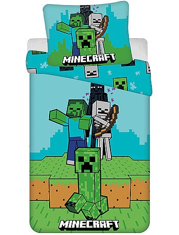 Funda nórdica minecraft survival mode 140x200 cm + funda de almohada - juego de cama infantil