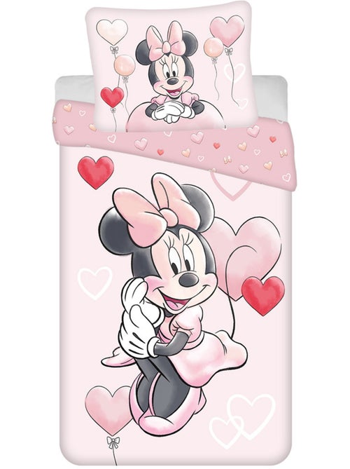 Funda nórdica minnie corazón 140x200 cm - algodón - juego de cama infantil - Kiabi Funda nórdica minnie corazón 140x200 cm - algodón - juego de cama infantil - Kiabi