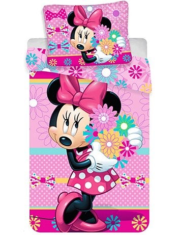 Funda nórdica minnie flores 140x200 cm + funda de almohada - juego infantil de algodón