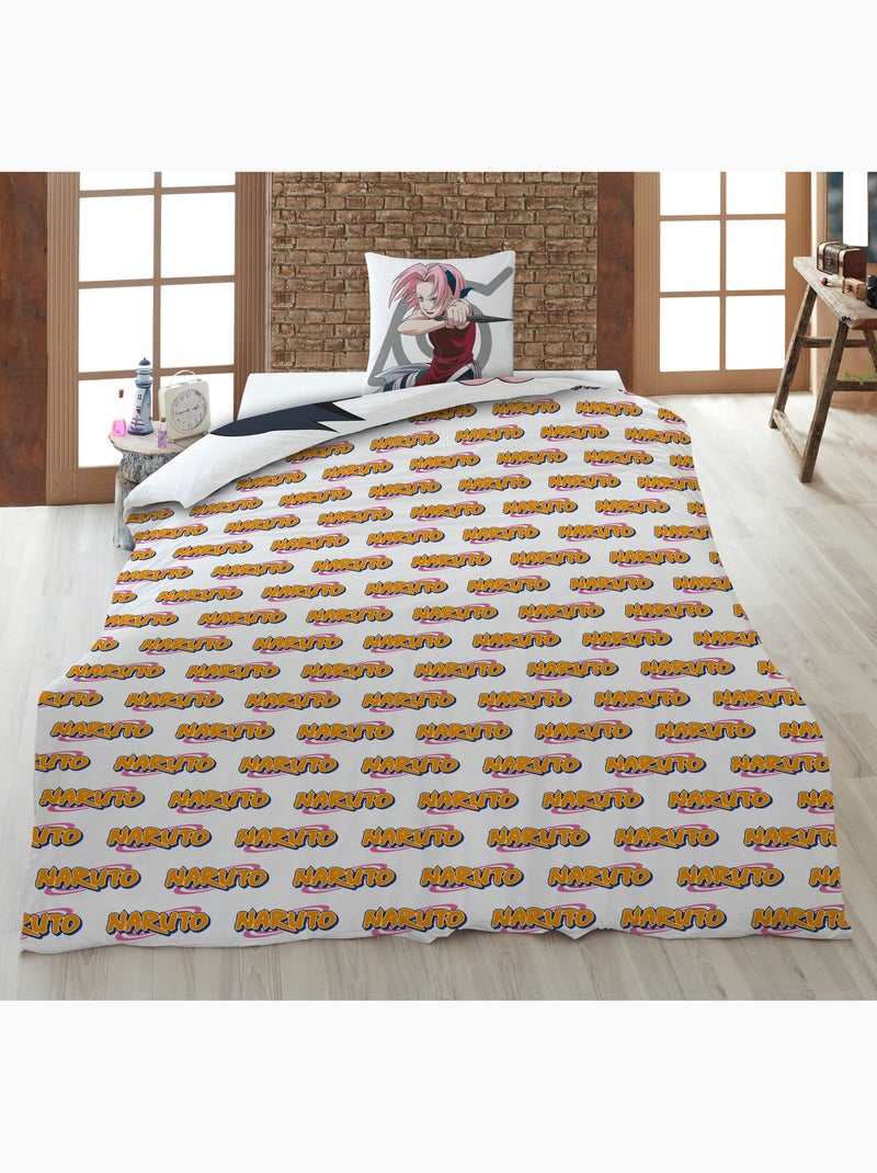 Funda Nórdica Naruto Clásico 140x200cm + Funda Almohada 65x65cm – Equipo 7 Naruto Sakura Sasuke – Po Beige/Blanco - Kiabi