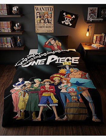 Funda Nórdica One Piece 140x200cm + Funda Almohada 65x65cm – Tripulación Sombrero de Paja – Policotó