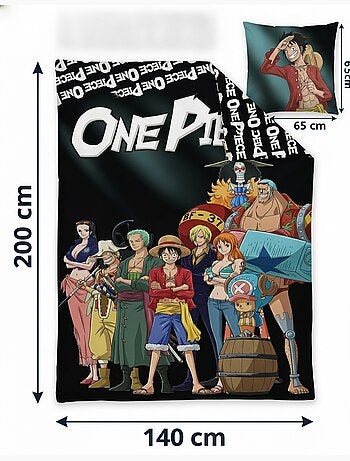 Funda Nórdica One Piece 140x200cm + Funda Almohada 65x65cm – Tripulación Sombrero de Paja – Policotó